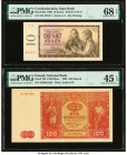 Czechoslovakia Czechoslovak State Bank 10 Korun 1960 Pick 88d PMG Superb Gem Unc 68 EPQ; Poland Polish National Bank 100 Zlotych 1946 Pick 129 PMG Cho...