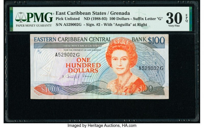 East Caribbean States Central Bank, Grenada 100 Dollars ND (1988-93) Pick UNL (2...