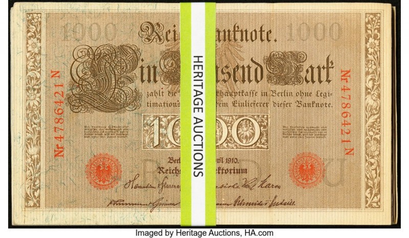 Germany Imperial Bank Notes 1000 Mark 1910 Pick 44b 60 Examples About Uncirculat...