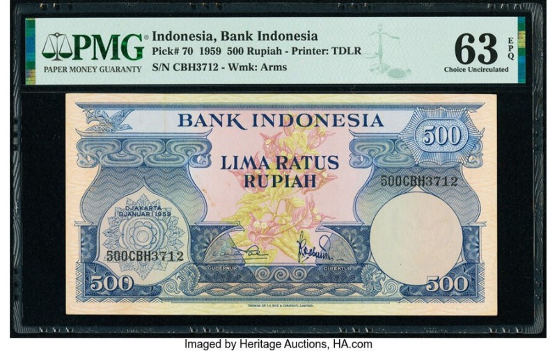 Indonesia Bank Indonesia 500 Rupiah 1.1.1959 Pick 70 PMG Choice Uncirculated 63 ...