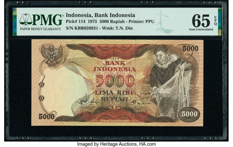 Indonesia Bank Indonesia 5000 Rupiah 1975 Pick 114 PMG Gem Uncirculated 65 EPQ. ...