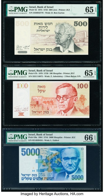 Israel Bank of Israel 500 Lirot; 100; 5000 Sheqalim 1975; 1979; 1984 Pick 42; 47...