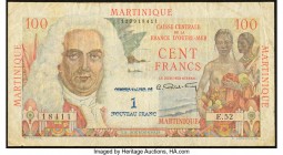 Contemporary Counterfeit Martinique Caisse Centrale de la France d'Outre-Mer 1 Nouveau Franc / 100 Francs ND (1960) Pick 37 Fine-Very Fine. This examp...