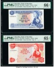 Mauritius Bank of Mauritius 5; 10 Rupees ND (1967) Pick 30c; 31c Two Examples PMG Gem Uncirculated 66 EPQ; Gem Uncirculated 65 EPQ. 

HID09801242017

...