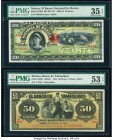 Mexico Banco Nacional de Mexico 20 Pesos 1909-13 Pick S259d M300d PMG Choice Very Fine 35 EPQ; Banco de Tamaulipas 50 Pesos ND (1914) Pick S432r M523r...