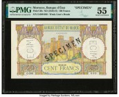 Morocco Banque d'Etat du Maroc 100 Francs ND (1928-47) Pick 20s Specimen PMG About Uncirculated 55. Pinholes.

HID09801242017

© 2020 Heritage Auction...