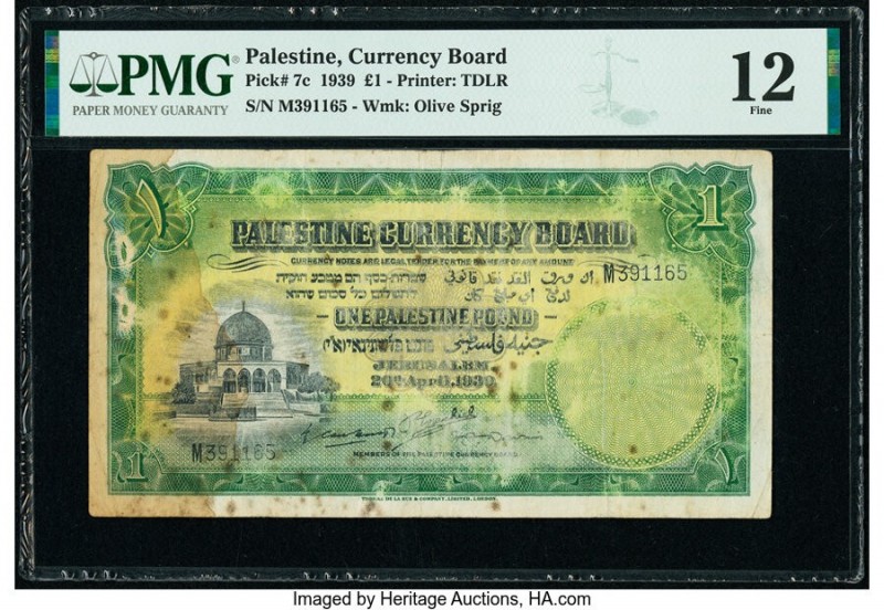 Palestine Currency Board 1 Pound 20.4.1939 Pick 7c PMG Fine 12. Stained.

HID098...