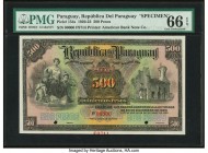 Paraguay Republica del Paraguay 500 Pesos 25.10.1923 Pick 154s Specimen PMG Gem Uncirculated 66 EPQ. Two POCs.

HID09801242017

© 2020 Heritage Auctio...