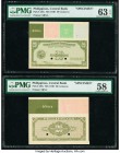 Philippines Central Bank of the Philippines 20 Centavos 1949 Pick 129s Front and Back Specimen PMG Choice Uncirculated 63 EPQ; Choice About Unc 58. Tw...