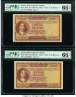 South Africa South African Reserve Bank 1 Rand ND (1962-65) Pick 103b Two Consecutive Examples PMG Gem Uncirculated 66 EPQ. 

HID09801242017

© 2020 H...