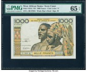 West African States Banque Centrale des Etats de L'Afrique de L'Ouest - Cote d'Ivoire 1000 Francs ND (1959-65) Pick 103Ai PMG Gem Uncirculated 65 EPQ....