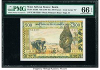 West African States Banque Centrale des Etats de L'Afrique de L'Ouest - Benin 500 Francs ND (1961-65) Pick 202Bh PMG Gem Uncirculated 66 EPQ. 

HID098...