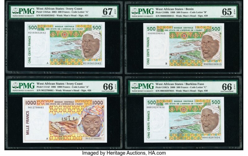 West African States Group Lot of 8 Eight Graded Examples PMG Superb Gem Unc 67 E...