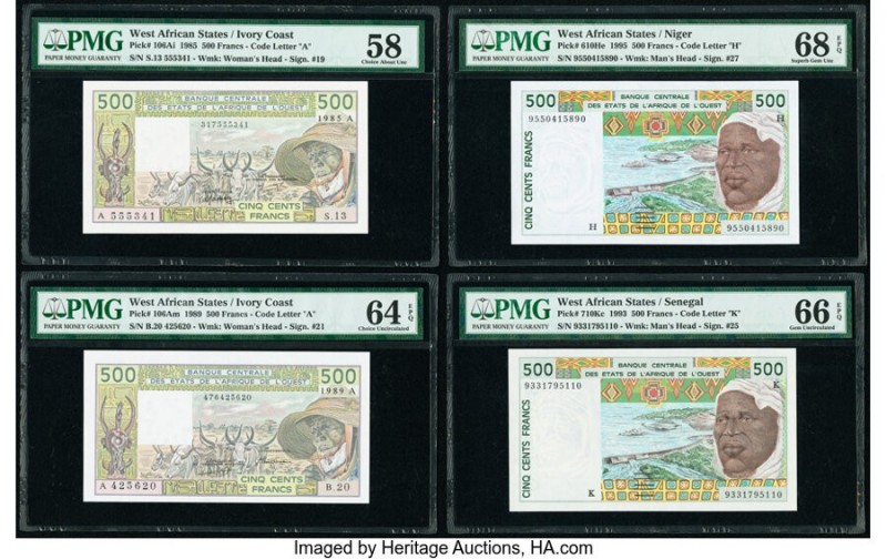 West African States Group Lot of 8 Eight Graded Examples PMG Superb Gem Unc 68 E...