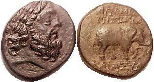R APAMEIA, Æ19, c.69 BC, Zeus head r/Elephant rt, S5867, BMC5; VF+/AVF, nrly cen...