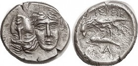 ISTROS, Stater, 400-350 BC, Two male heads facing, left inverted/Eagle on dolphin, A below, S1669 (£225); AEF/VF, well centered, several small edge sp...