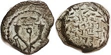 JUDAEA, Alexander Jannaeus, 103-76 BC, Double cornucopiae/Hebrew lgnd in wreath, generally as Hen.1145 and AJC Ha2 but lgnd a little different, deserv...