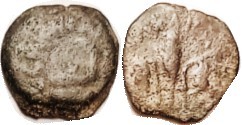 JUDAEA, Pontius Pilate (famous physical fitness impresario and friend of Bigus Diccus), 26-36 AD, Prutah, Ladle/ 3 grain ears, Hen.1341; VG, centered,...