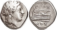 KIOS, Hemidrachm, c.350-300 BC, Apollo hd r/Prow, magistrate PROZENOS, as S3757;...