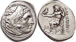 R MACEDON, Alexander the Great, Drachm, of Lampsakos, Herakles head r/Zeus std l...