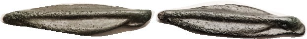 OLBIA, Arrow shaped coin, c. 550-450 BC, 37 mm, EF, well formed, even dark green...