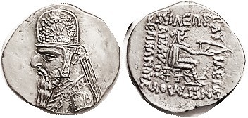R PARTHIA, Mithradates II, 123-88 BC, Drachm, Sellw 28.6, Choice EF, perfectly c...