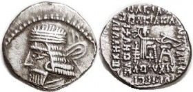 PARTHIA, Vologases I, 51-78 AD. Drachm, Sel.71.1, VF+, obv centered somewhat low as always, tone in recesses, decent bold example. (A VF realized $286...