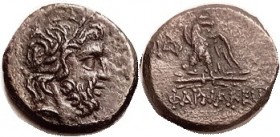 R PHARNAKIA, Æ21, c. 120-63 BC, Zeus hd r./Eagle on thunderbolt; S3663; EF/VF, centered, dark brown patina, minor touches of roughness, rev somewhat c...