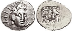 RHODES, Hemidrachm, c.125-88 BC, Helios hd facg sl rt/Rose, ANTAIOS above, club ...