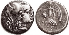 SIDE, Drachm, 190-36 BC, Athena head r/Nike adv l, pomegranate, XPY left; ex Naville auction as VF, which it is, though sl off-ctr with obv profile at...