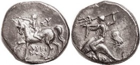 TARENTUM, Nomos, 332-302 BC, Youth crowning horse left/Taras on dolphin l., thrusting trident, owl behind; Vlas.836; VF-EF/VF, obv nrly centered, rev ...