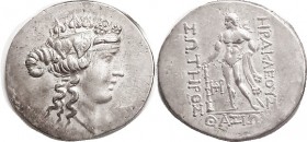 THASOS, Tet, c.90-75 BC, Dionysos hd r/Herakles stg l, monogram, HGC 6, 359; AEF, centered on a broad flan, good bright metal with lt tone, fine style...