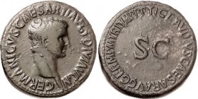 GERMANICUS, As, under Claudius, Bust rt/SC in lgnd; Nice bold F-VF, well centered with full clear lgnds, smooth dark brown patina, minor touches of en...