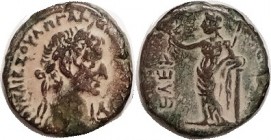 GALBA, Egypt Tet, Date LA on obv/Eleutheria stg l, leaning on column; F-VF, sl off-ctr with lgnds mostly off at rt, green-brown patina with strong ora...