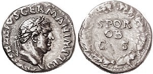 R VITELLIUS, Den, SPQR OB CS in wreath, RIC 83, VF/AVF, nrly centered, some obv ...