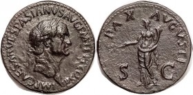 R VESPASIAN, Sest., PAX AVGVSTI, Pax stg l; AEF, centered, full lgnd, glossy dark brown patina; roughness, quite mild on a rather attractive rev, more...