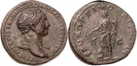 R TRAJAN, As, SPQR OPTIMO PRINCIPI, Pax stg l, foot on Dacian, AEF/VF, obv well centered with full (long!) lgnd, rev sl off-ctr, lgnd crowded/wk at rt...