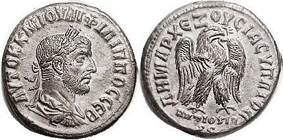 R PHILIP I, Antioch, Tet, Eagle stg r, ANTIOXIA below; Nice EF, centered & well ...