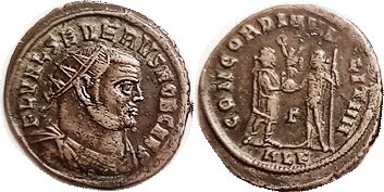 R SEVERUS II, As Caesar, Post-reform Radiate, CONCORDIA MILITVM, Jupiter giving ...