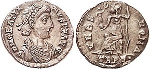 GRATIAN, Siliqua, VRBS ROMA, Roma std l, TRPS, VF-EF, centered, unclipped, well ...