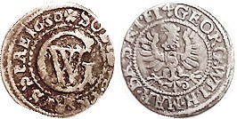 GERMANY, Brandenburg, billon Solidus 1630, 16 mm, GW monogram/Eagle, F, sl off-c...