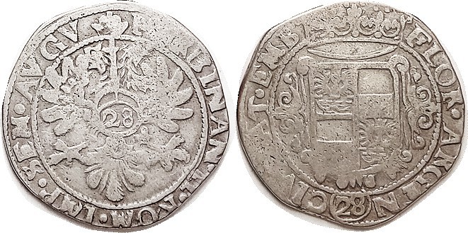 Emden, with title of Ferd III, 1619-37, Ar 28 Stuber, 40 mm (taler size), Dav.50...