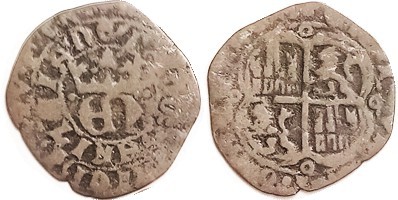 Enrique II, 1369-79, the Bastard, Billon Real, 25 mm, Crowned monogram/lions & c...