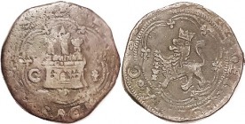 Ferdinand & Isabella, 1469-1504, Æ 4 Maravedis, Cuenca, 30 mm, crowned lion/castle, F/VG, medium brown, sl cupped fabric, somewhat crude, wk at rev pe...