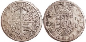 Philip V, 2 Reales, 1717, Segovia, VF, ltly toned, very nice. (A VF brought $53, Naumann 9/18.)