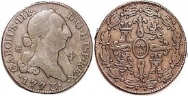 4 Maravedis, 1773, Segovia, Carlos III bust r/castles & lions in wreath; F/AVF, excellent medium brown surfaces, bold & very nice.