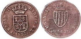 CATALONIA, Quarto, 1813, F-VF, brown, some lgnd wkness.