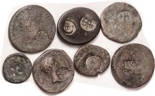 GREEK & Greek Imperial, 7 diff COUNTERMARKED coins, the host coins in generally very low grade, the c/mks mostly not great either. One identified (Lys...