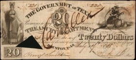 Houston, Texas. Government of Texas. 1838 $20. Very Good.
A popular $20 Government of Texas obsolete, which has been cut out cancelled, and has been ...
