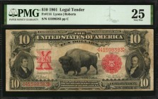 Fr. 114. 1901 $10 Legal Tender Note. PMG Very Fine 25.
This popular $10 Bison Legal Tender Note is found in a Very Fine grade.
Estimate: $800.00- $1...